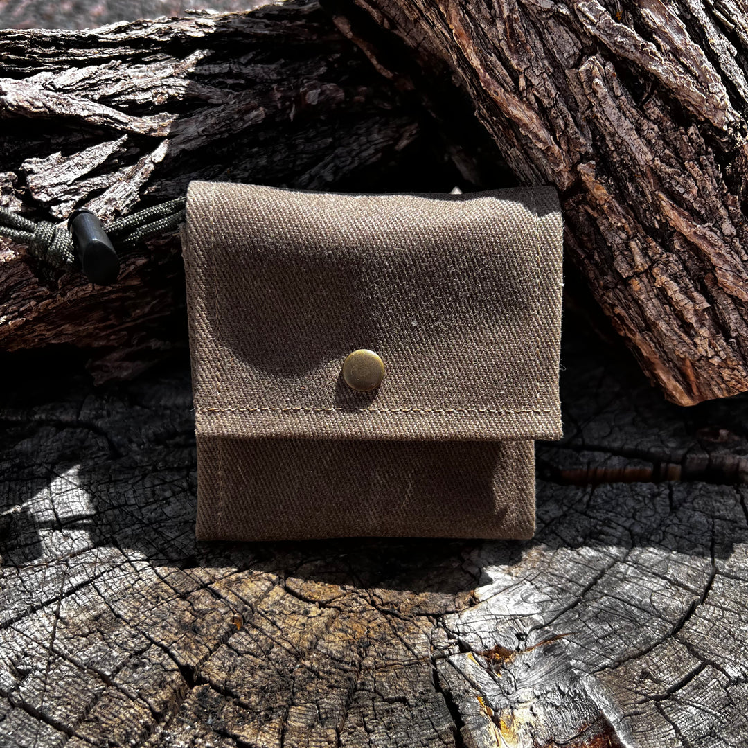 Handmade Bushcraft Foraging Pouch Gathering Bag Dump Sack Extra Pocket Waxed Canvas (Ranger Tan)