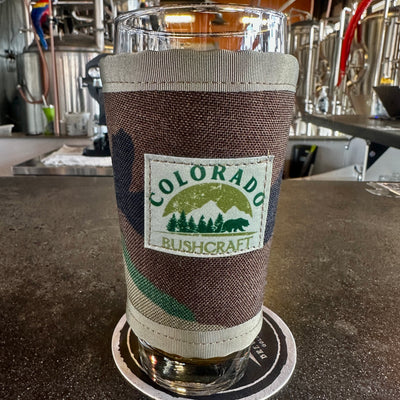 Camouflage Adjustable Bushcraft Pint Glass Cooler Cozy Wool Insulated