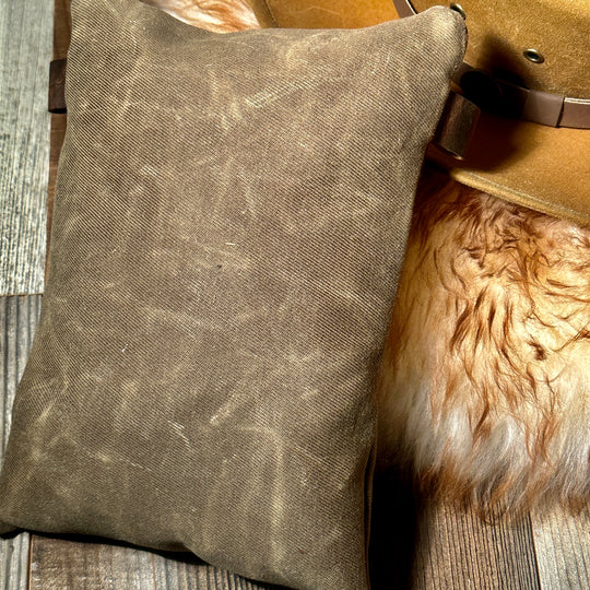 Settlers Collection:  American Bison Leather and Waxed Canvas Pioneer Pouch Bushcraft Survival Camping Possibles Dopp Grooming