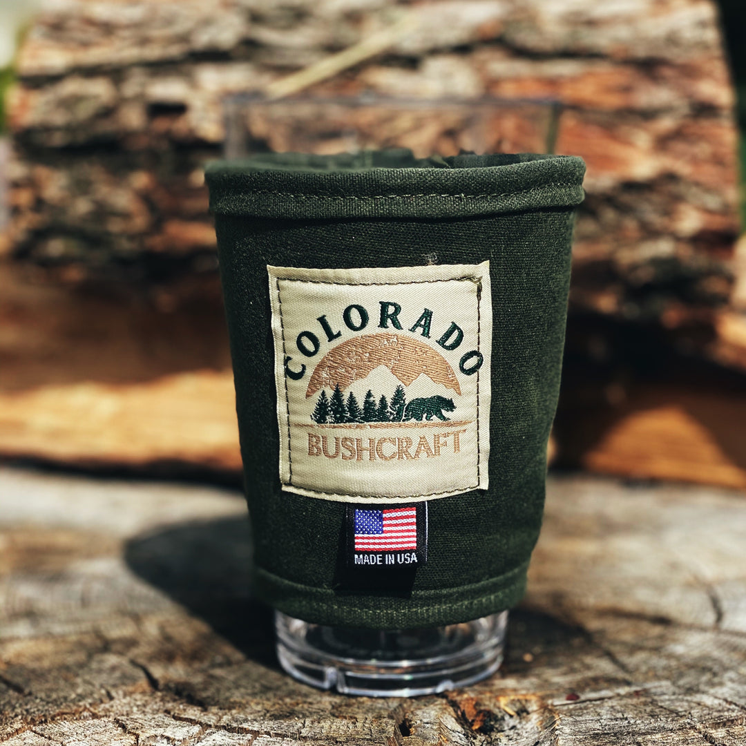 Bushcraft Waxed Canvas Pint Glass Cosy Cooler Coozie Cozy Insulated (Various Colors) - Colorado Bushcraft