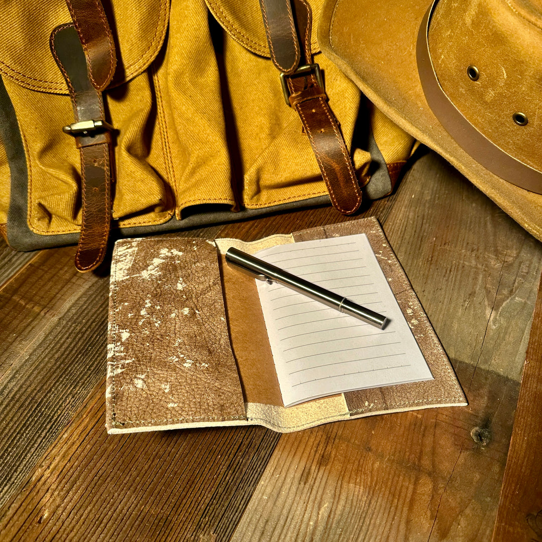 Handmade Bushcraft Field Note Rustic Cowhide Notebook Diary (Includes Notebook)