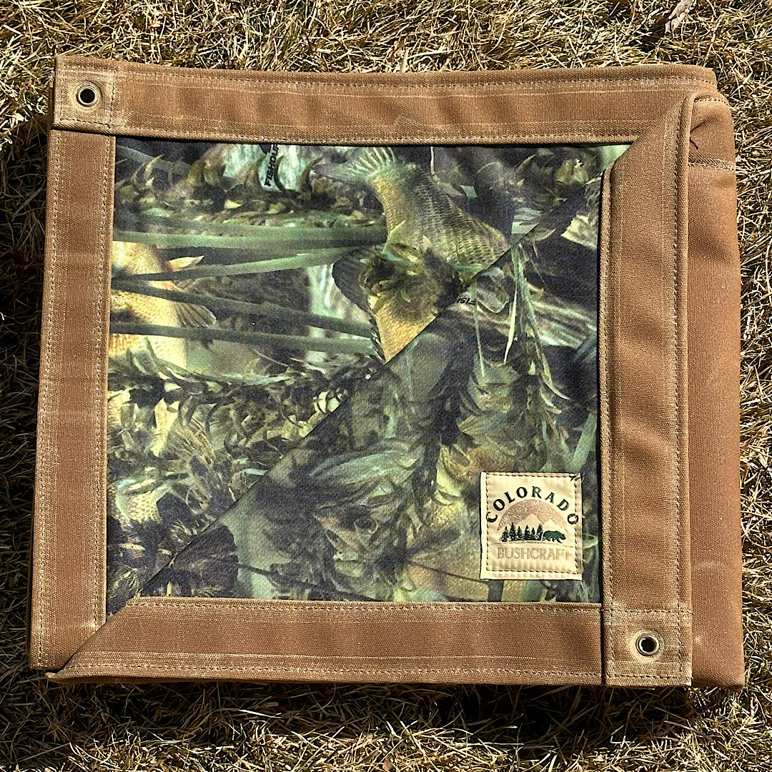 Extra Large Waxed Canvas and 600D Cordura Fishoflauge Lined Bushcraft Ground Cloth