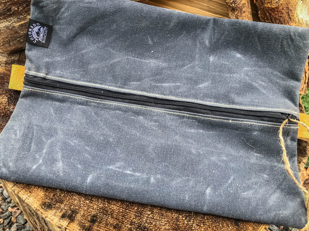 Handmade Waxed Canvas Zippered Flat Pouch Bushcraft Survival Camping Grooming (Various Colors) - Colorado Bushcraft